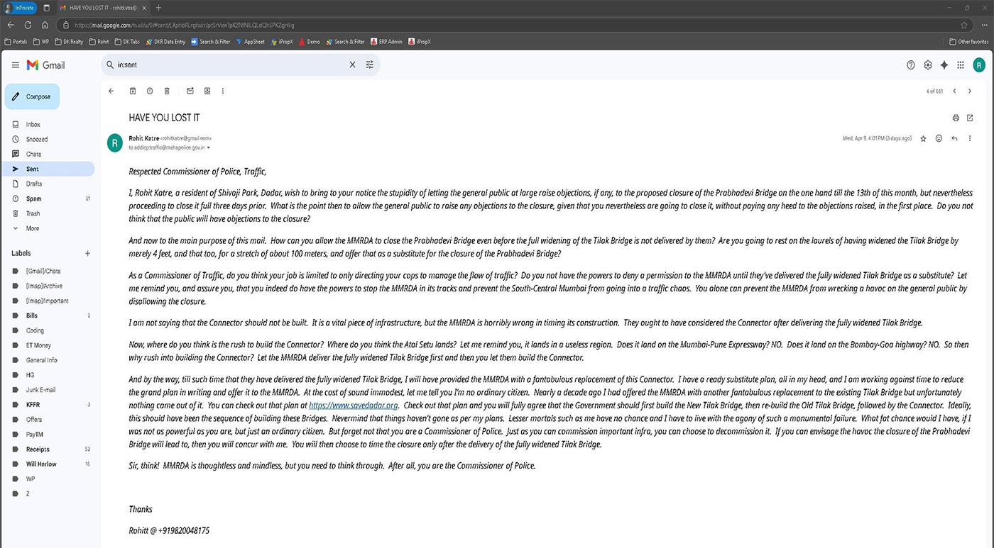 scathing email to the Commissioner